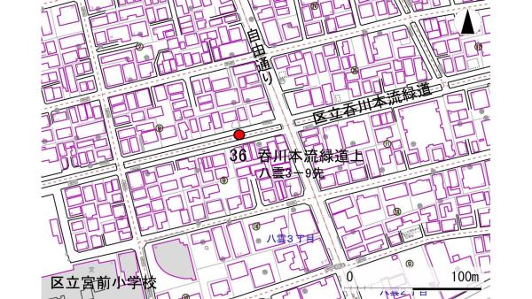 No36呑川本流緑道上の地図