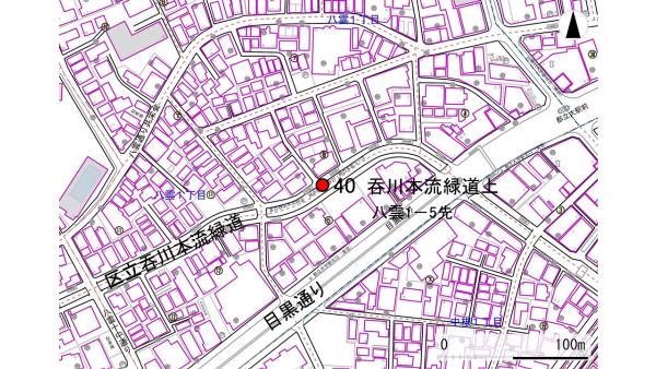 No40呑川本流緑道上の地図
