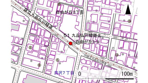 No51九品仏川緑道上の地図