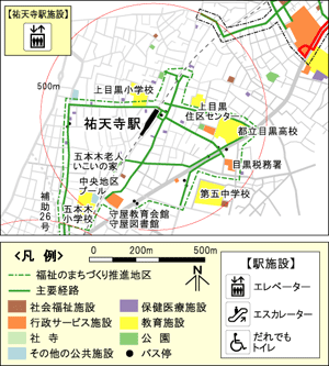 祐天寺駅周辺地区基本構想図の地図