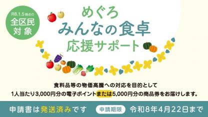 （物価高騰対策）めぐろみんなの食卓応援サポートから電子ポイント等を配布します