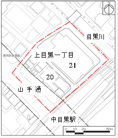 中目黒駅前北地区の地図