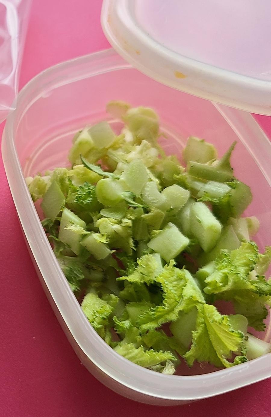 大根の葉を保存容器に入れた画像
