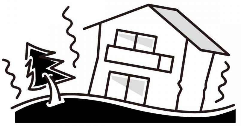 地震で家が揺れるイメージ図