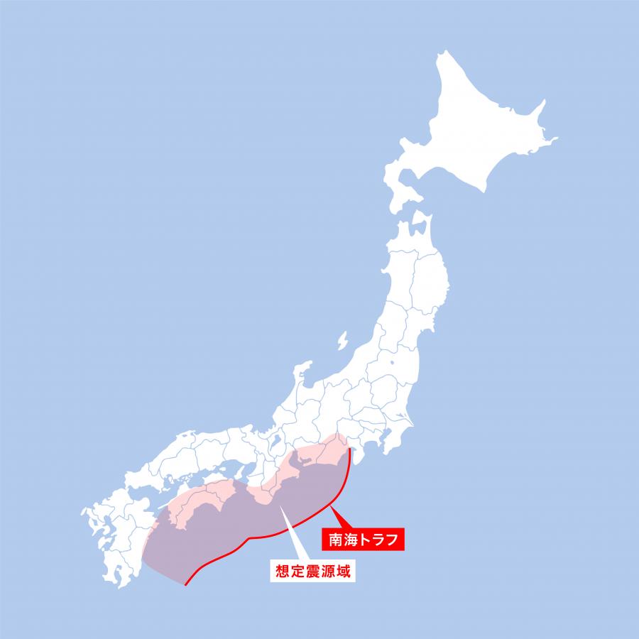 南海トラフ地震の想定震源域のイメージ図