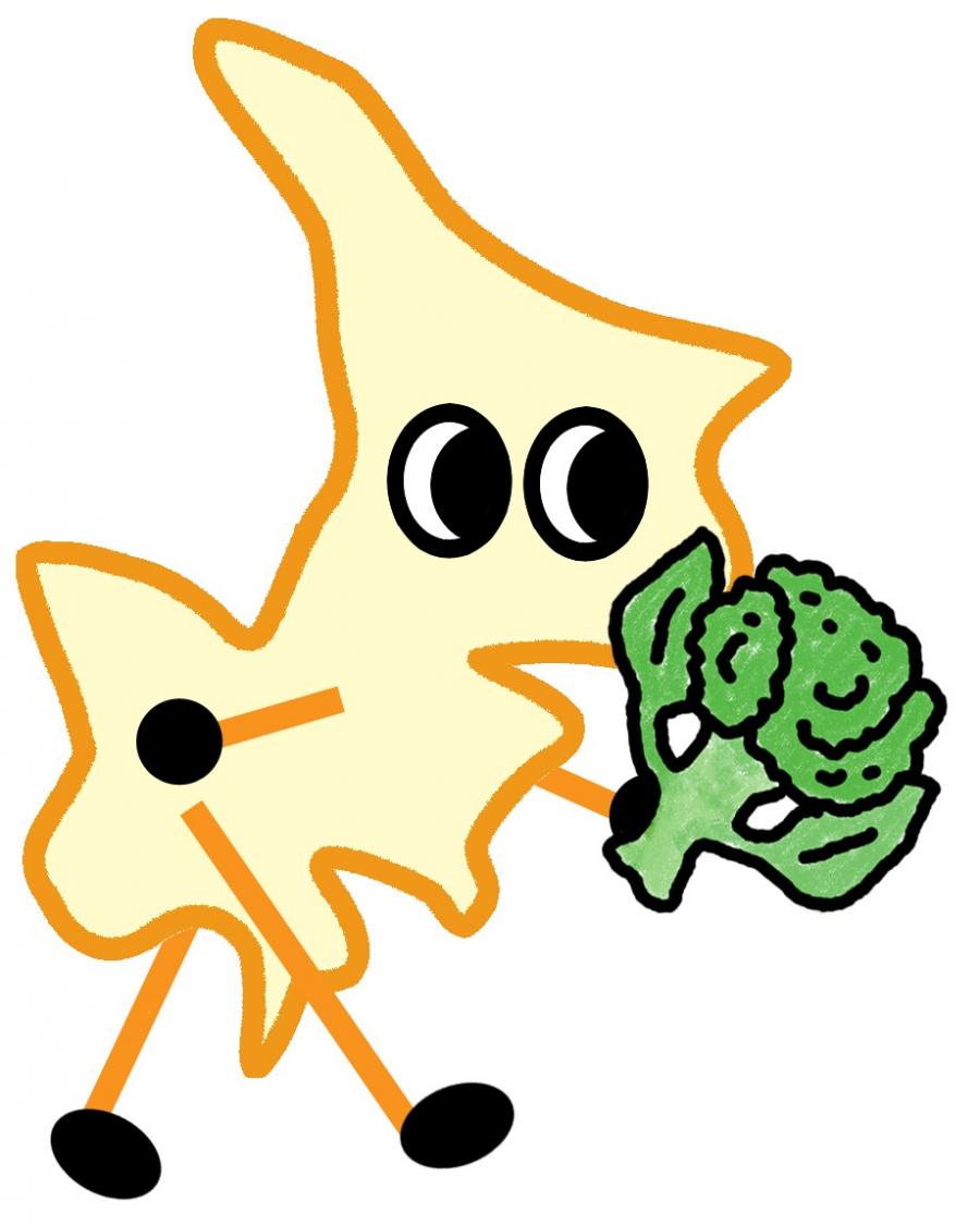 ブロッコリーを持つめぐろッチの画像