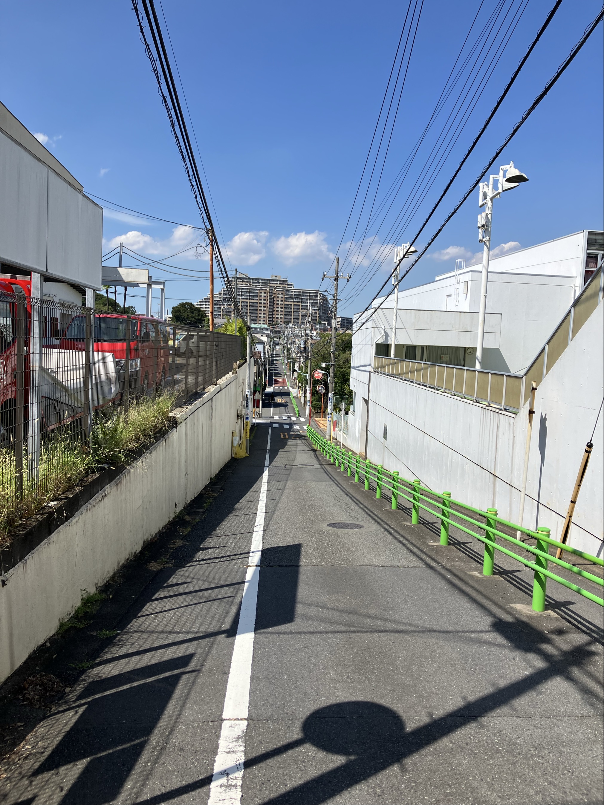 宮前小学校横の坂上から駒沢公園方面を見た景色