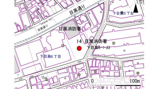 No14目黒消防署の地図