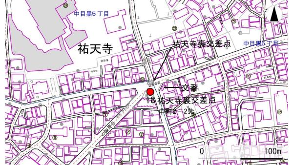 No18祐天寺裏交差点の地図