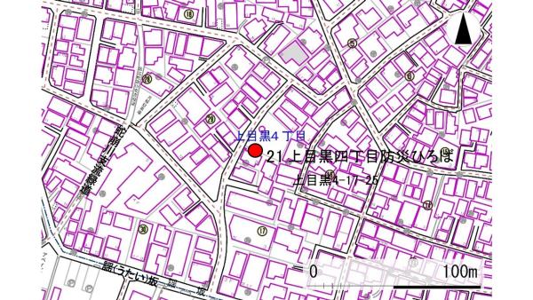 No21上目黒四丁目防災ひろばの地図