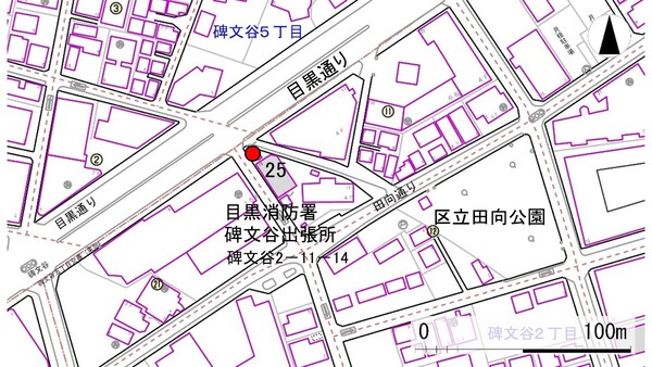 No25目黒消防署碑文谷出張所の地図