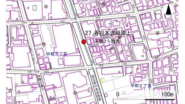 No27呑川本流緑道上の地図