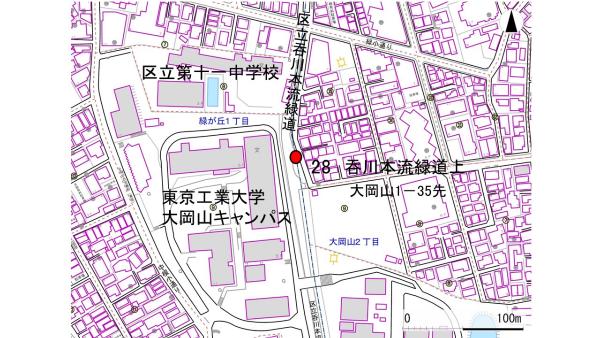 No28呑川本流緑道上の地図