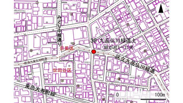 No30九品仏川緑道上の地図