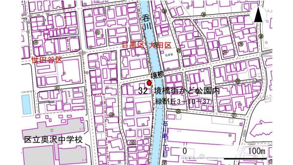 No32境橋街かど公園内の地図