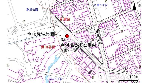 No33やくも街かど公園内の地図