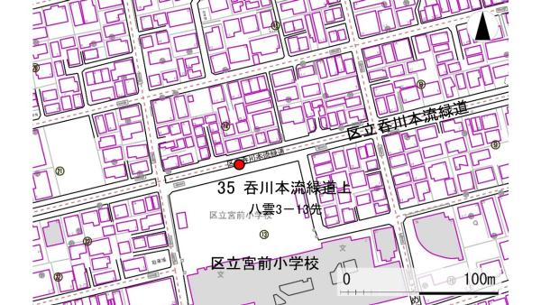 No35呑川本流緑道上の地図