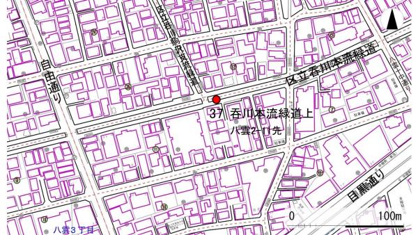 No37呑川本流緑道上の地図