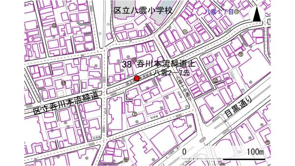 No38呑川本流緑道上の地図