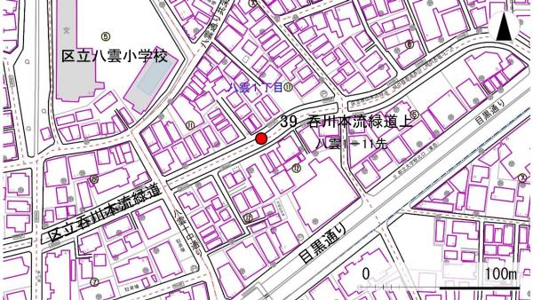 No39呑川本流緑道上の地図
