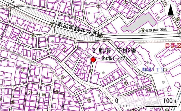 No3駒場一丁目2番の地図