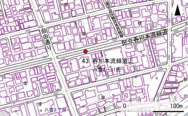 No43呑川本流緑道上の地図