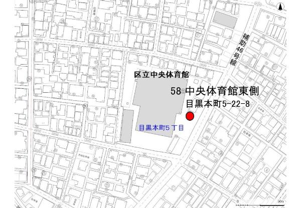 No58中央体育館東側の地図