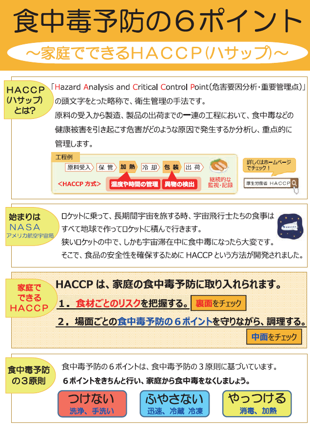 食中毒予防の6ポイント(家庭でできるHACCP)