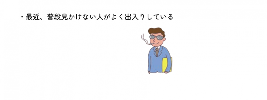 最近、普段見かけない人がよく出入りしている。