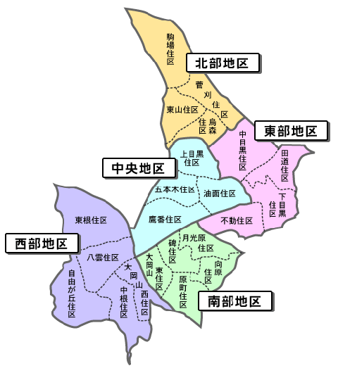 住区および地区の地図