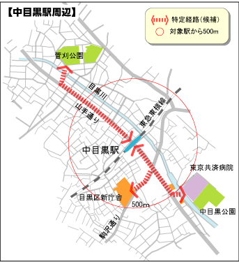 中目黒駅周辺地区の地図