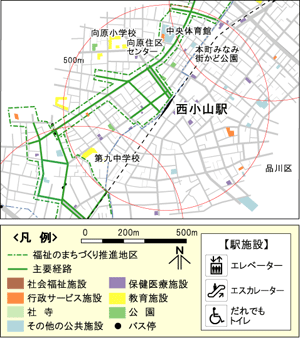 西小山駅周辺地区基本構想図の地図
