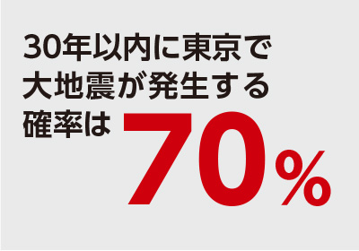 30年以内に東京で大地震が発生する確率は70パーセント