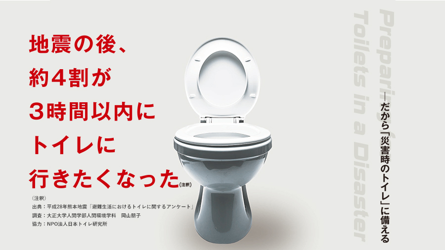 地震の後、約4割が3時間以内にトイレに行きたくなった だから「災害時のトイレ」に備える 出典 平成28年熊本地震「避難生活におけるトイレに関するアンケート」 調査 大正大学人間学部環境学科 岡山朋子 協力 NPO法人日本トイレ研究会